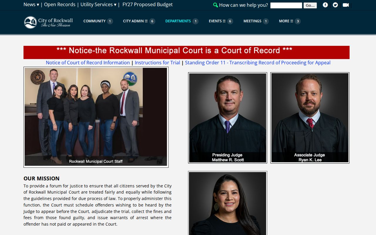 Rockwall warrant records: municipal court citation and online fine information
