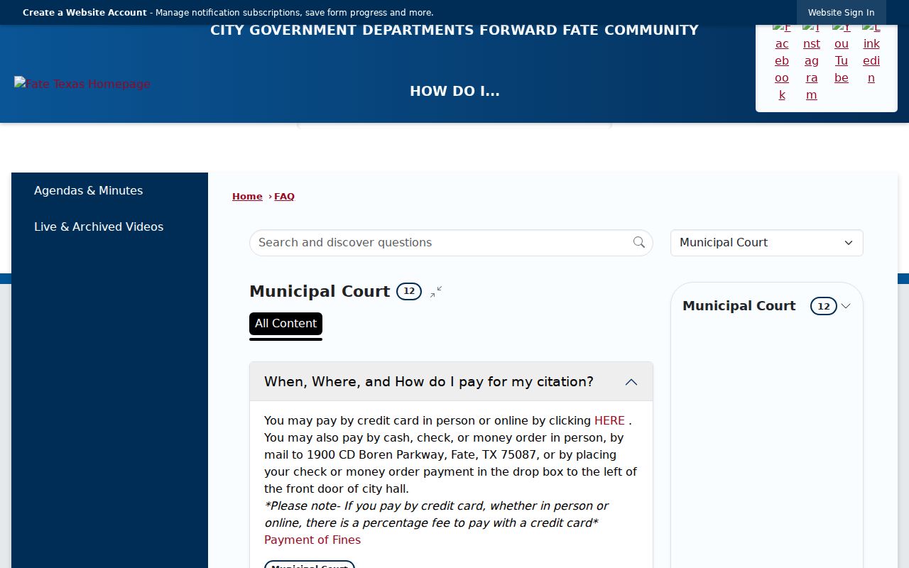Fate warrant records: municipal court FAQ on missed hearings and warrants