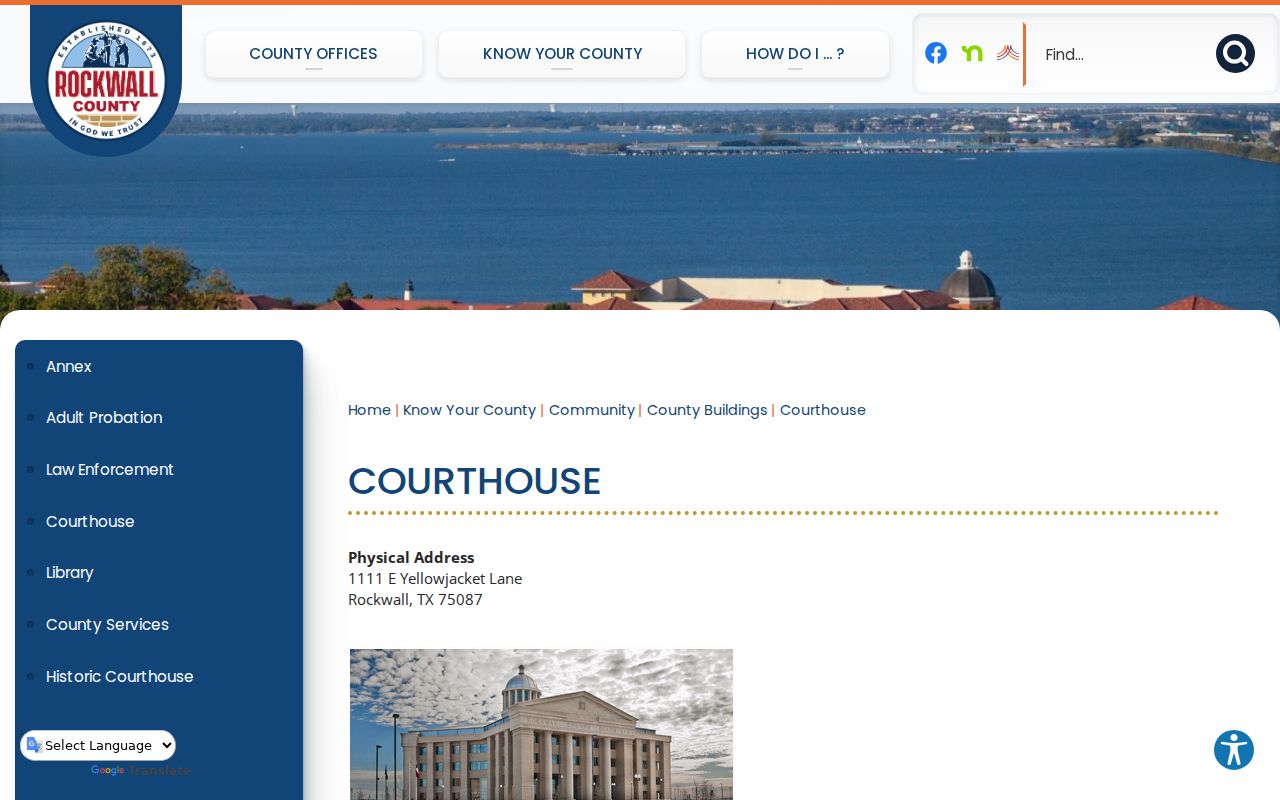 Rockwall County warrant records: courthouse directory and clerk locations